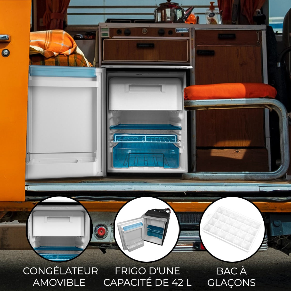 Frigo à Compression 46.5L Camping-Car – Argenté