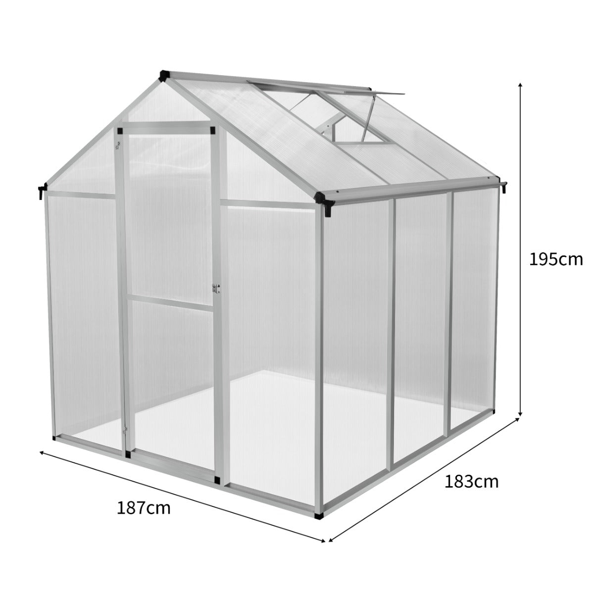 Serre de Jardin en Polycarbonate Grise - 180 x 180 cm