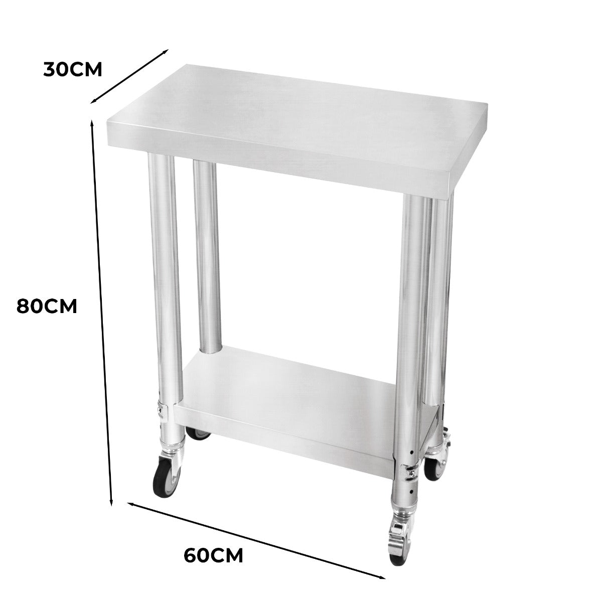 Table de Travail en Inox 60cm x 30cm x 80cm - KuKoo