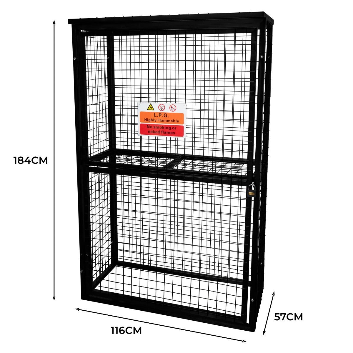 Cage Métallique de Bouteilles de Gaz - 57 x 116 x 184cm