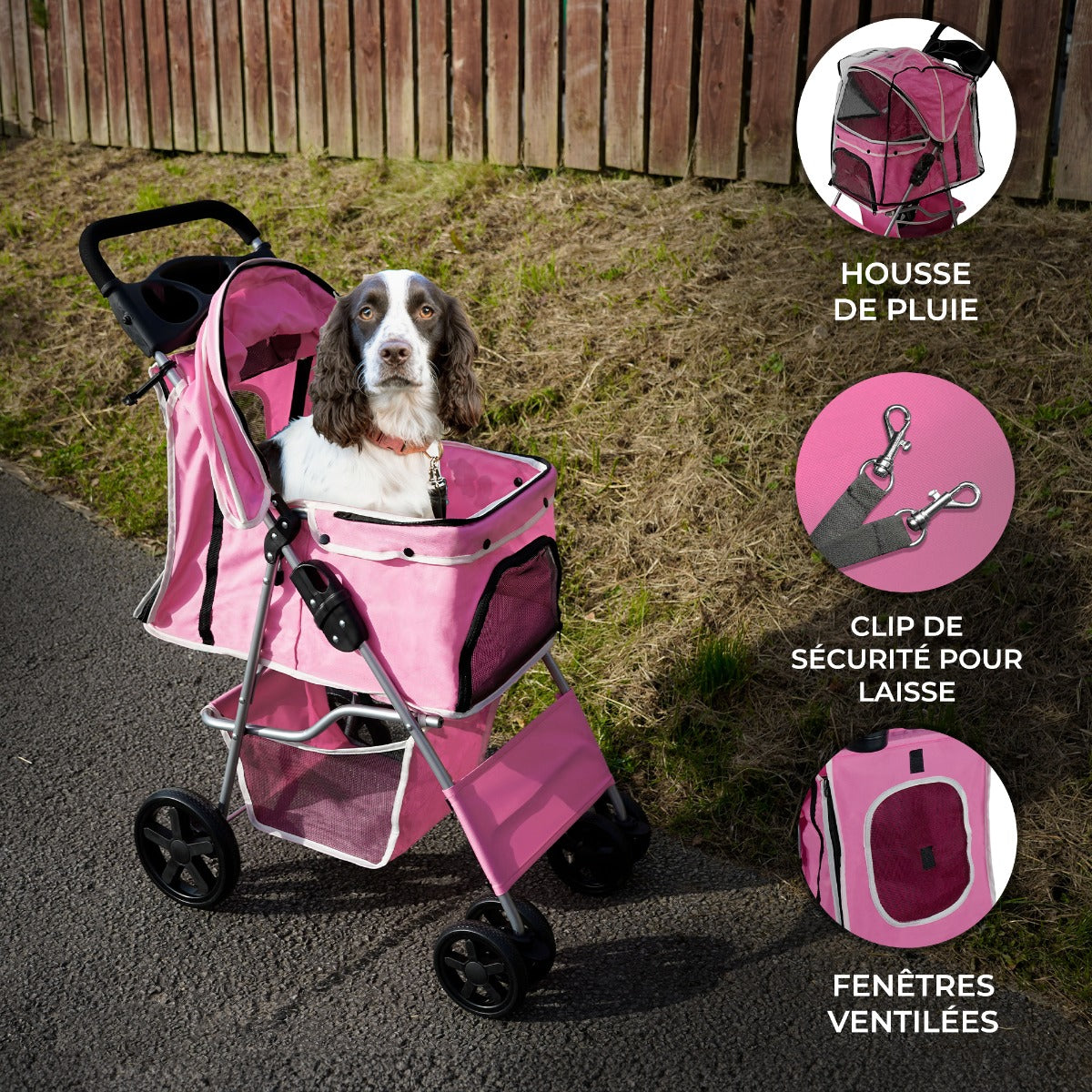 Poussette pour Animal de Compagnie – Rose