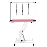 Table Blanche de Toilettage Hydraulique avec Plateau Rose