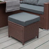 Salon de Jardin 9 personnes & Coffre de Rangement en Rotin – Marron