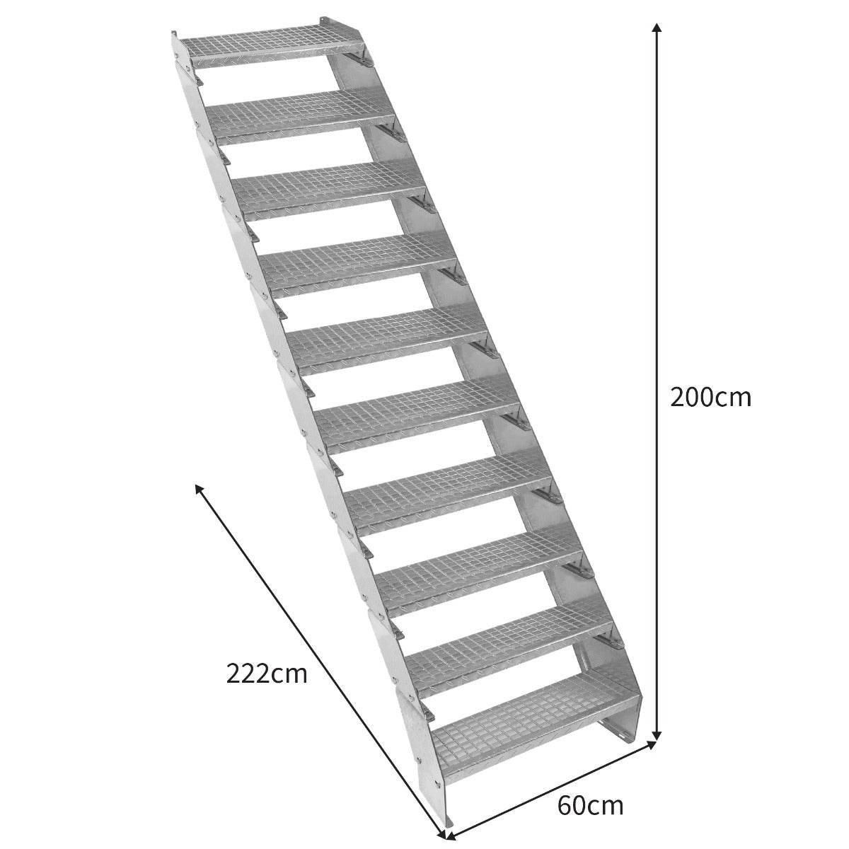 Escalier Caillebottis à 10 Marches - 240 x 600mm