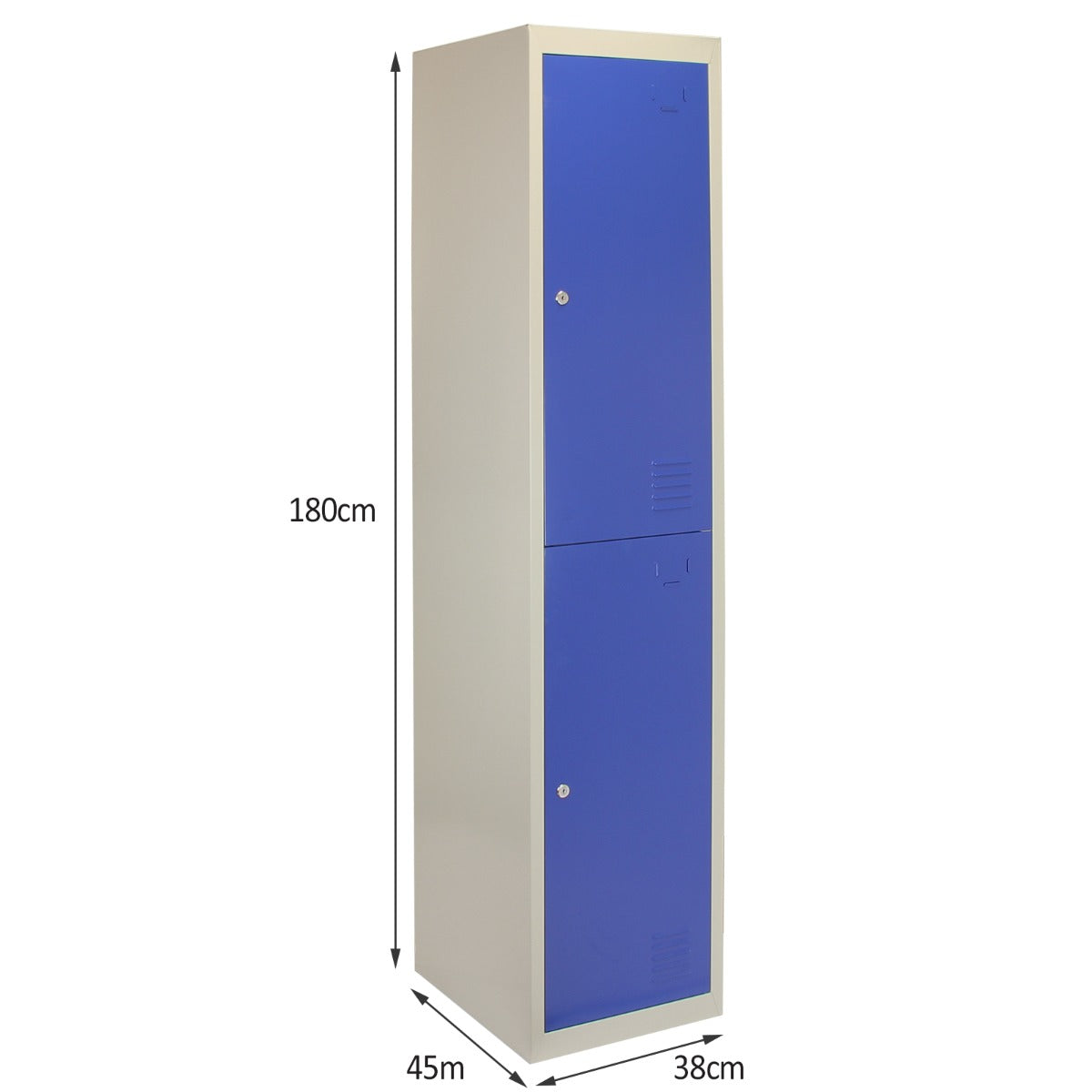 3 x casiers de rangement en métal - Deux portes, bleu - A plat