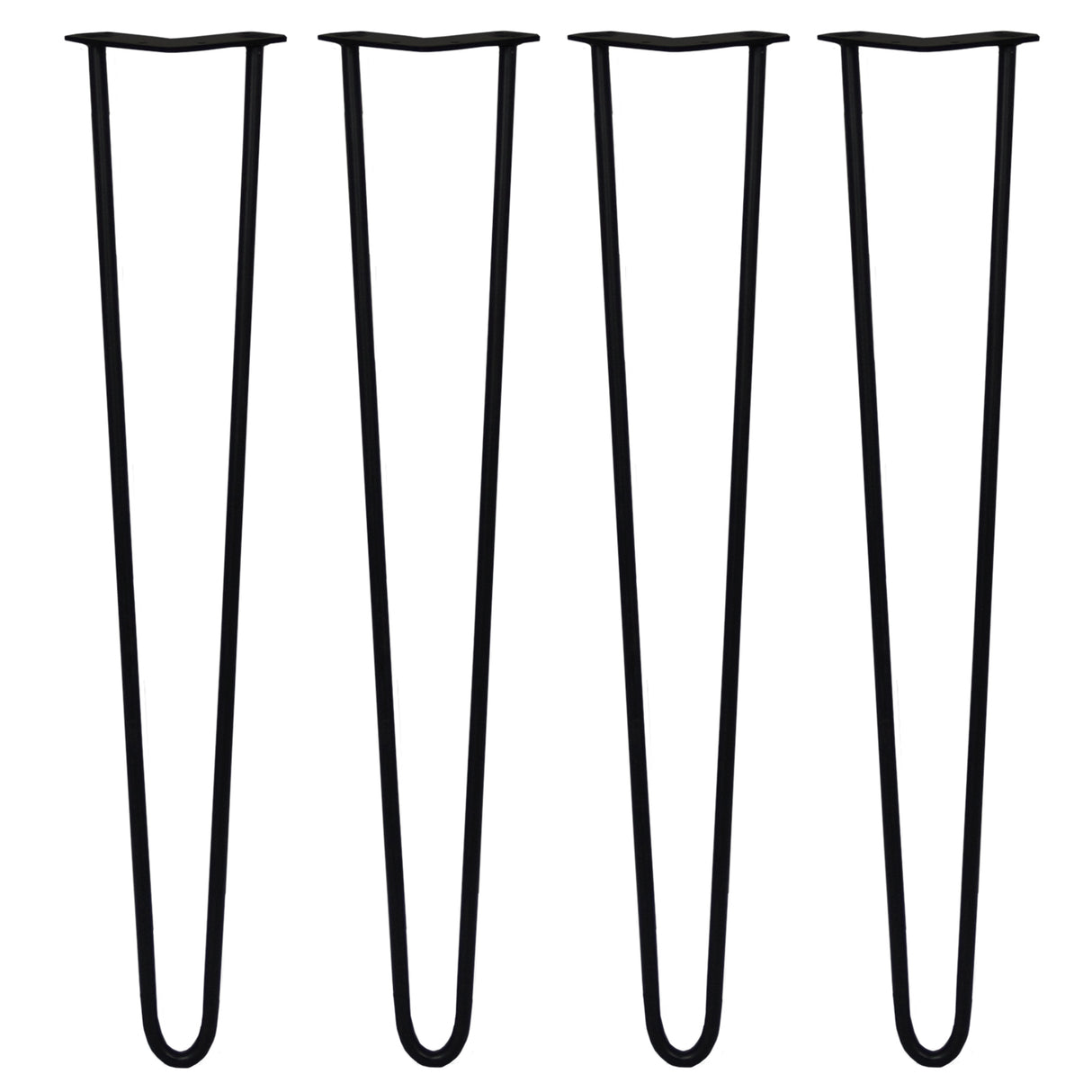 4 Pieds de Table en Épingle à Cheveux - 71cm - 2 Tiges - 12mm – Fini Noir