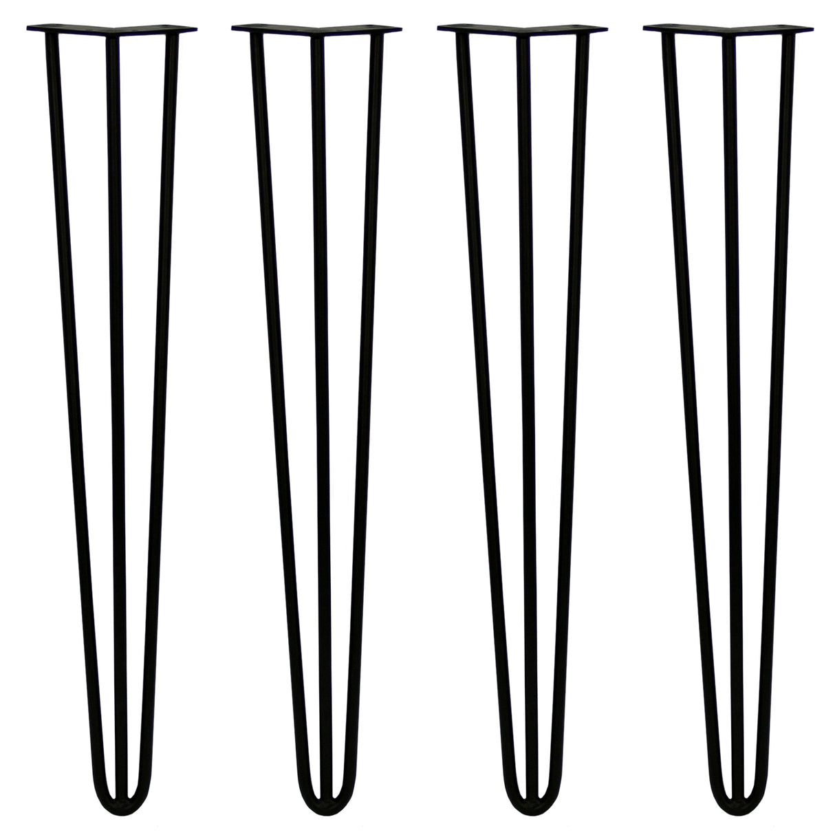 4 Pieds de Table en Épingle à Cheveux - 71cm - 3 Tiges - 12mm – Fini Noir