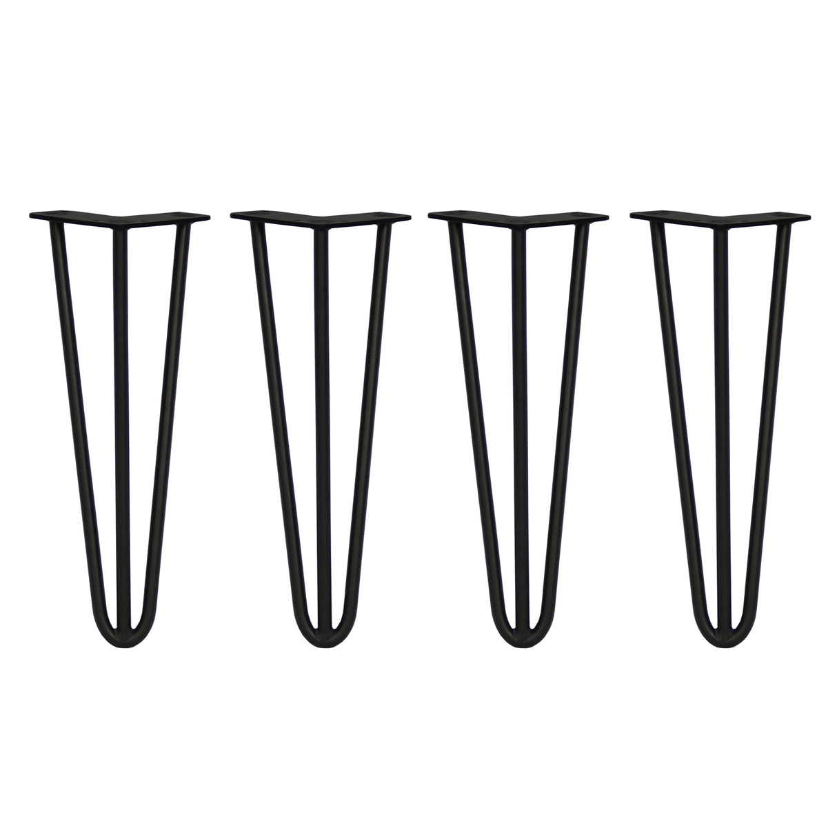 4 Pieds de Table en Épingle à Cheveux - 35,5cm - 3 Tiges - 12mm – Fini Noir