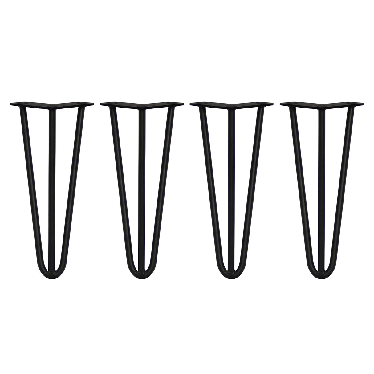 4 Pieds de Table en Épingle à Cheveux - 30,5cm - 3 Tiges - 12mm – Fini Noir