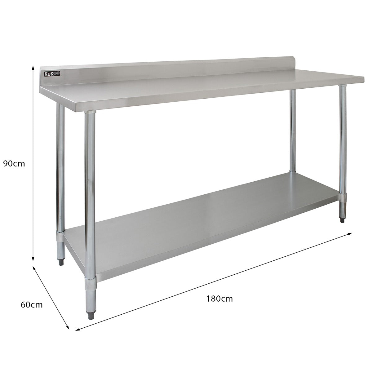 Plan de Travail 180cm, Evier en acier - Egouttoir à gauche et Etagère Murale