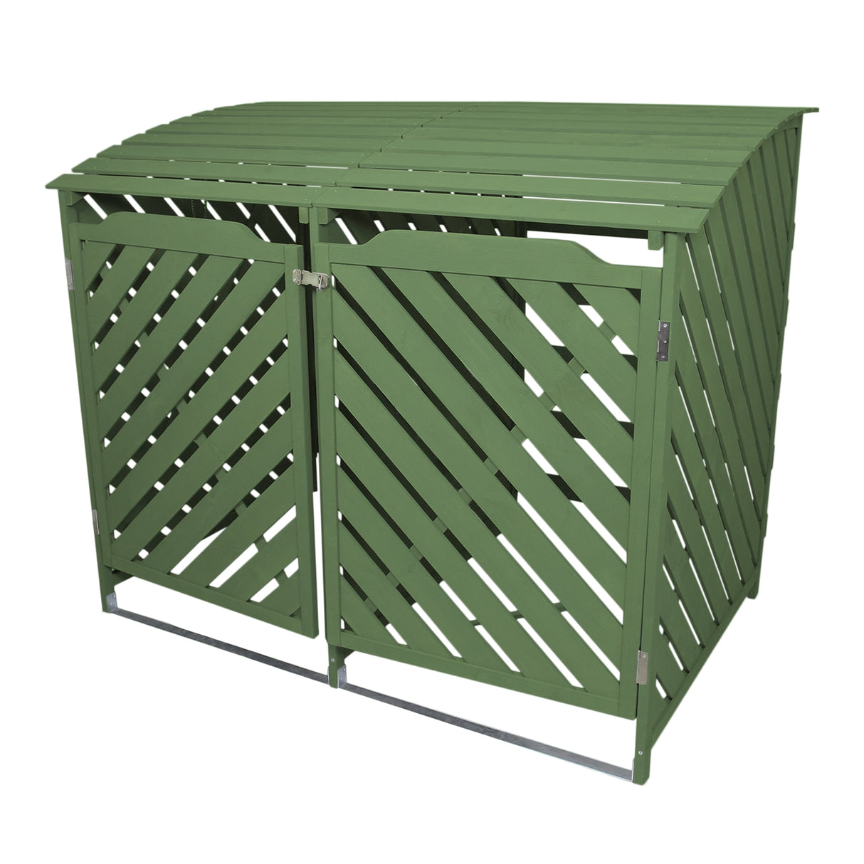 Cache Poubelle Double Vert Sauge - 122cm x 149cm  x 92cm