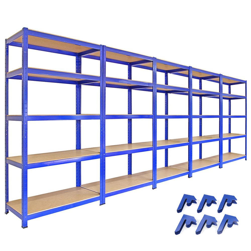 5 x Rayonnages T-Rax 90cm Bleus & Connecteurs de Baies