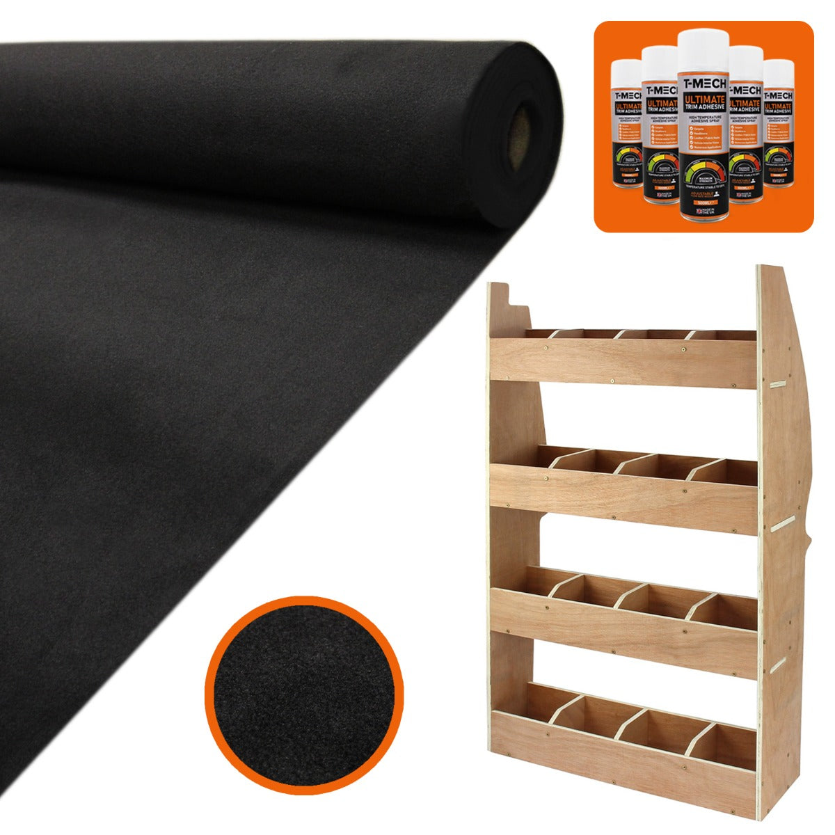 11m² Doublure Intérieure Feutre Noir & Rangement MDF pour Berlingo