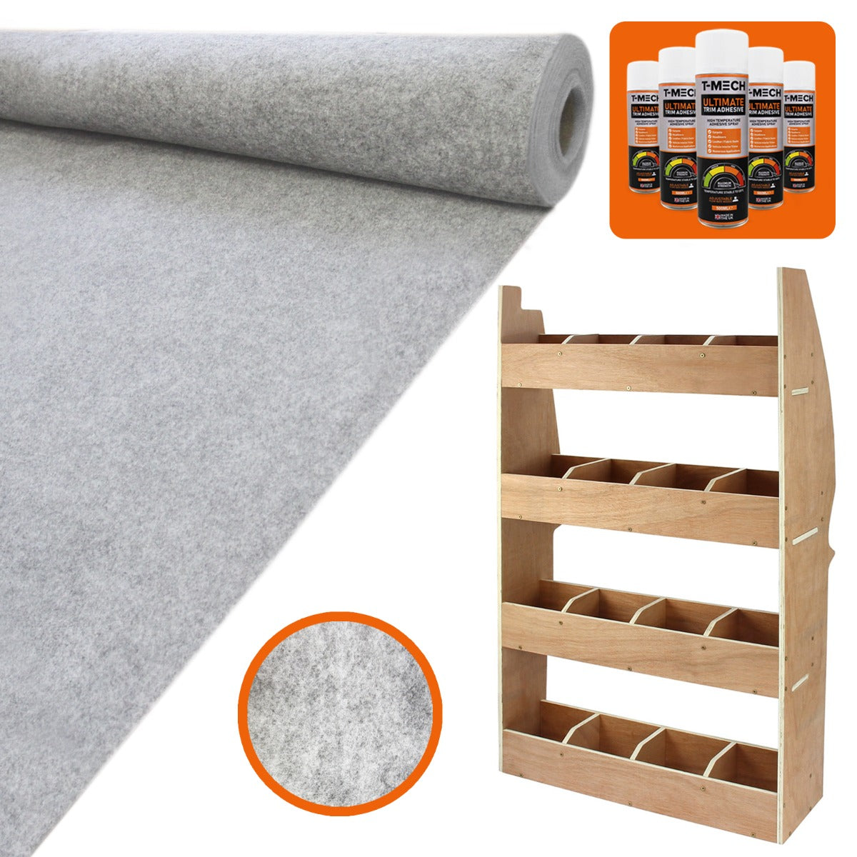 11m² Doublure Intérieure Feutre Gris Argenté & Rangement MDF pour Berlingo