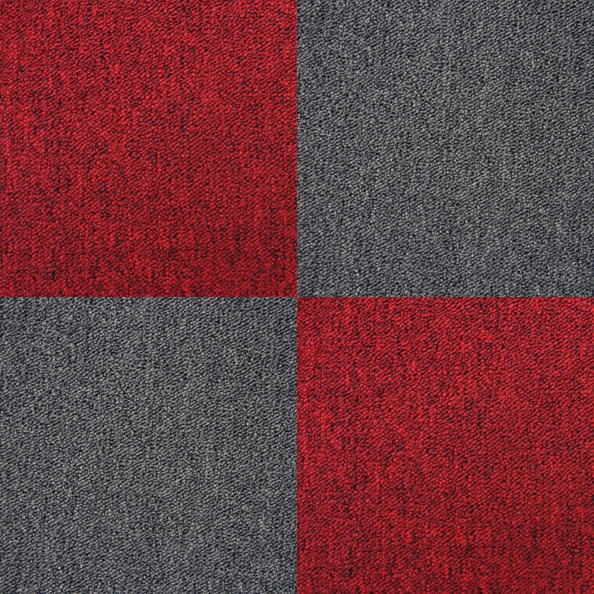 40 Dalles de 50cm x 50cm (10m²), Dalle de Moquette Couleur Charbon Noir & Rouge Écarlate