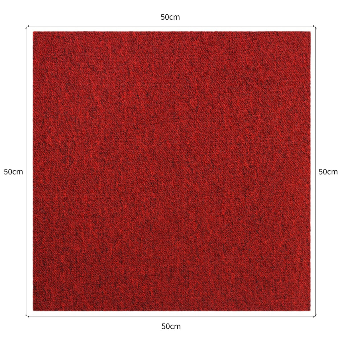 40 Dalles de 50cm x 50cm (10m²), Dalle de Moquette Couleur Charbon Noir & Rouge Écarlate