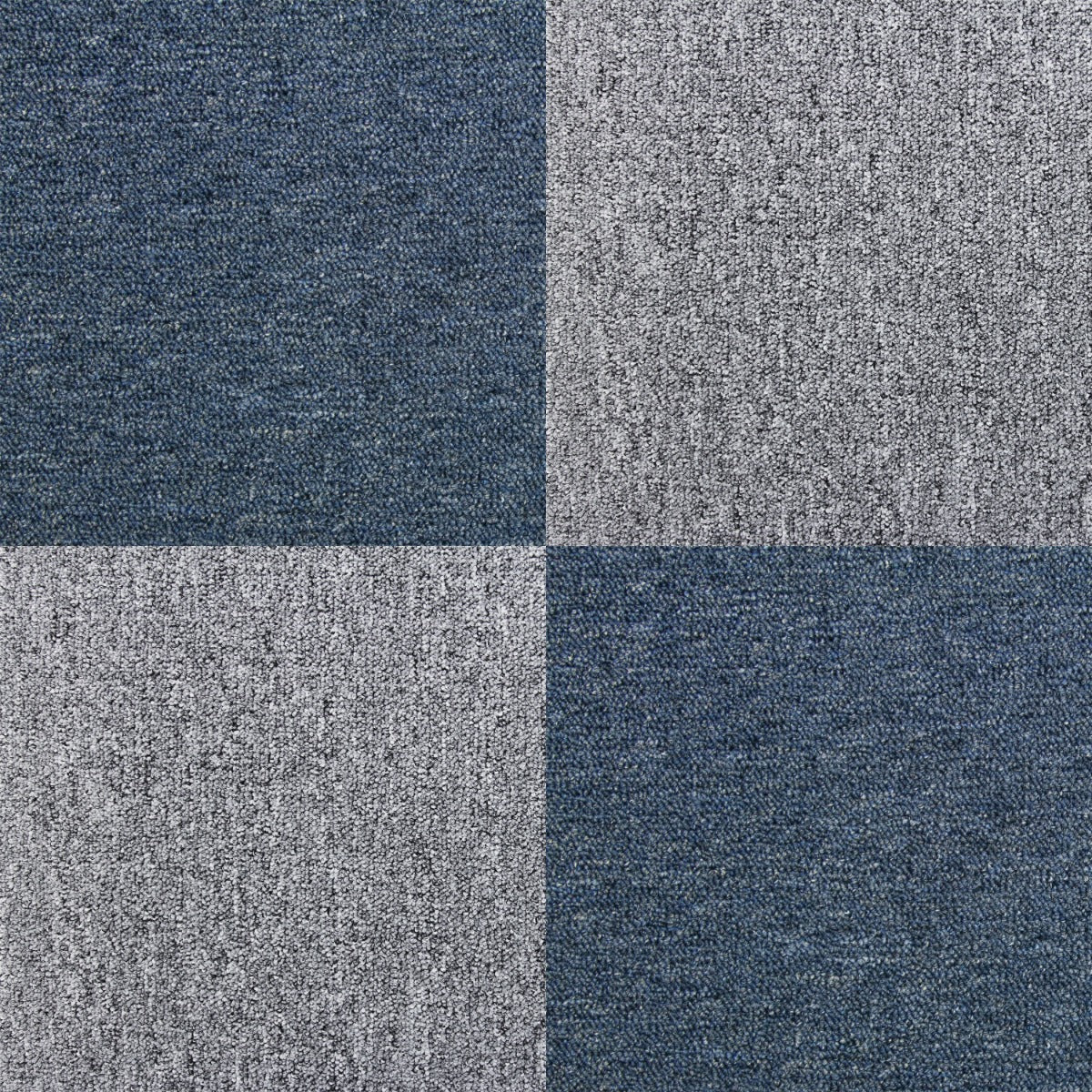 40 Dalles de 50cm x 50cm (10m²) Dalle de Moquette Couleur Bleu Tempête & Gris Platine