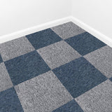 40 Dalles de 50cm x 50cm (10m²) Dalle de Moquette Couleur Bleu Tempête & Gris Platine