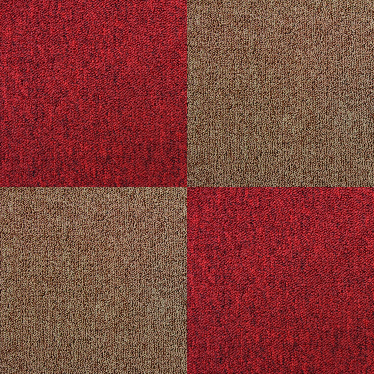 40 Dalles de 50cm x 50cm (10m²) Dalle de Moquette Couleur Sable & Rouge Écarlate