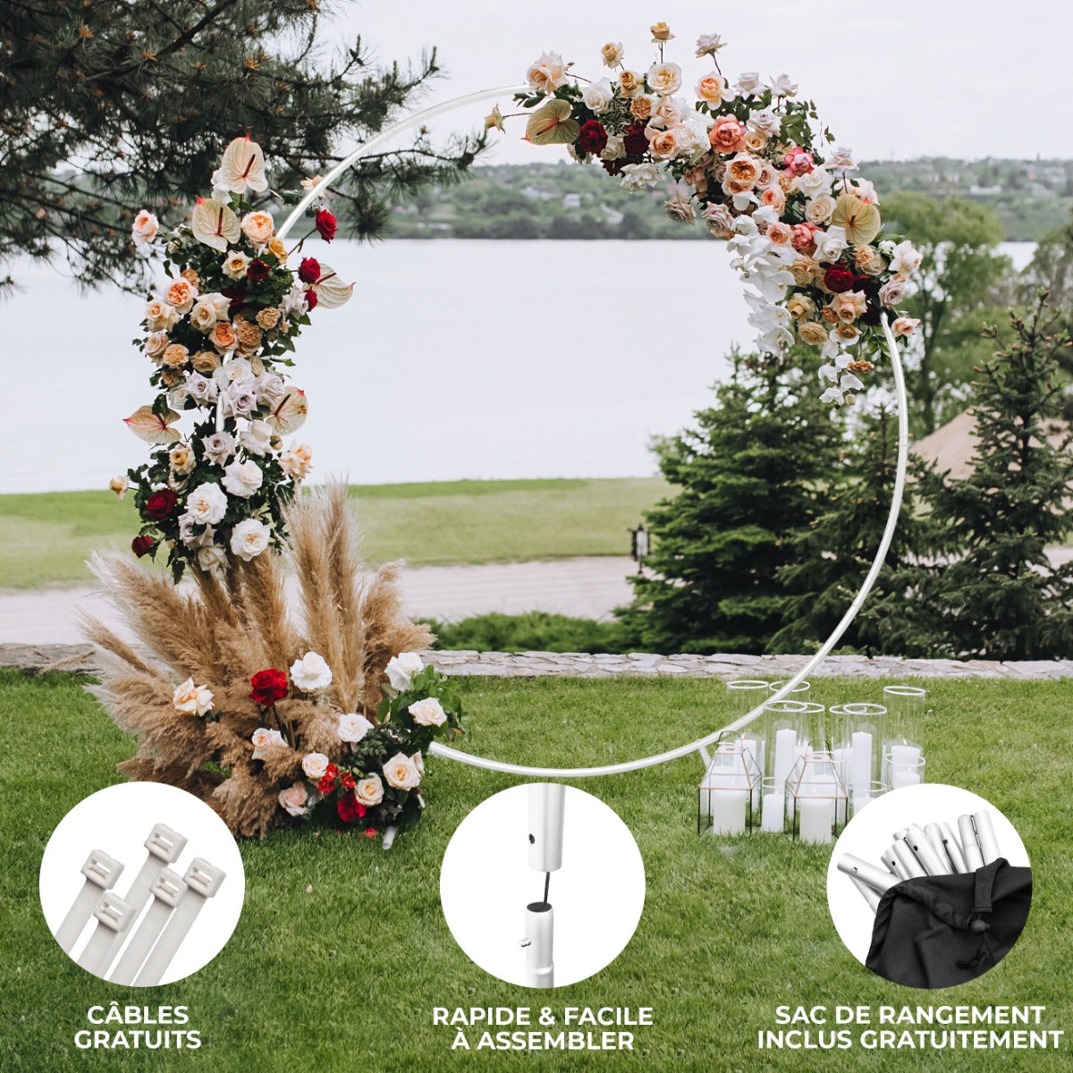 Arche Circulaire à Décorer pour Mariage - 200cm – Blanche