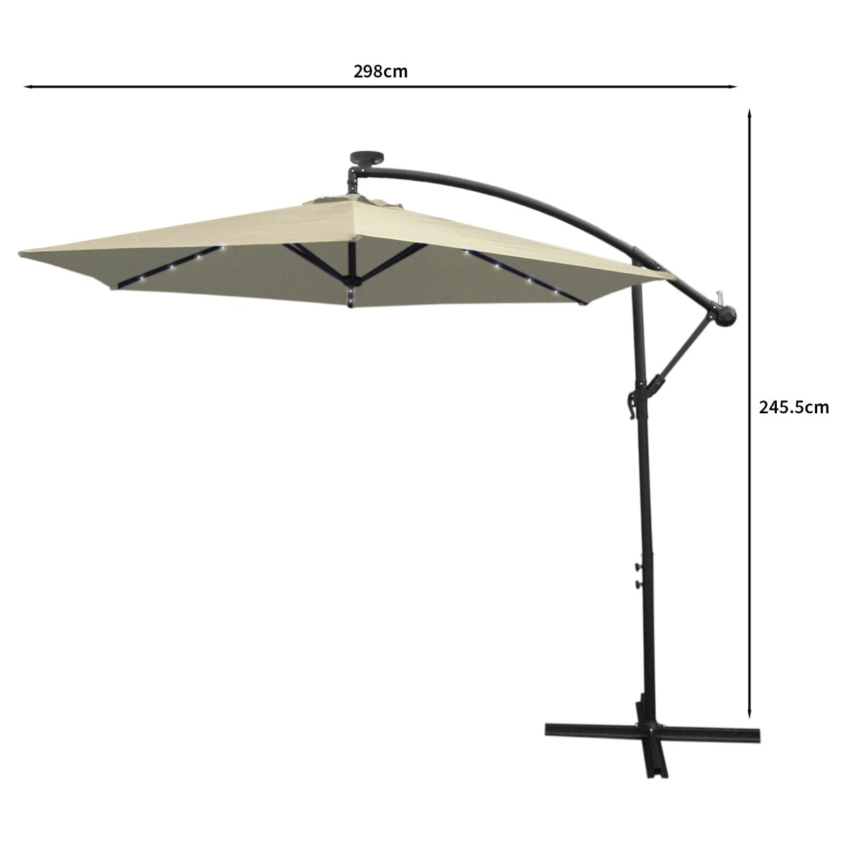 Parasol Crème 3m avec LED's Intégrés