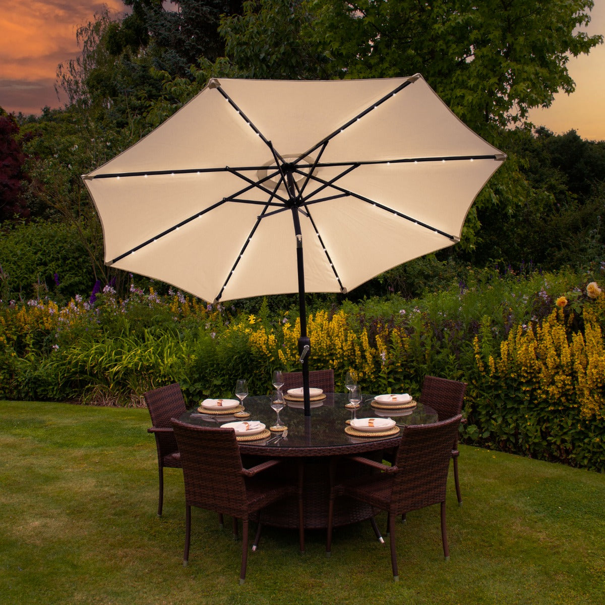 Parasol Crème 270 cm avec 32 LED's Intégrés