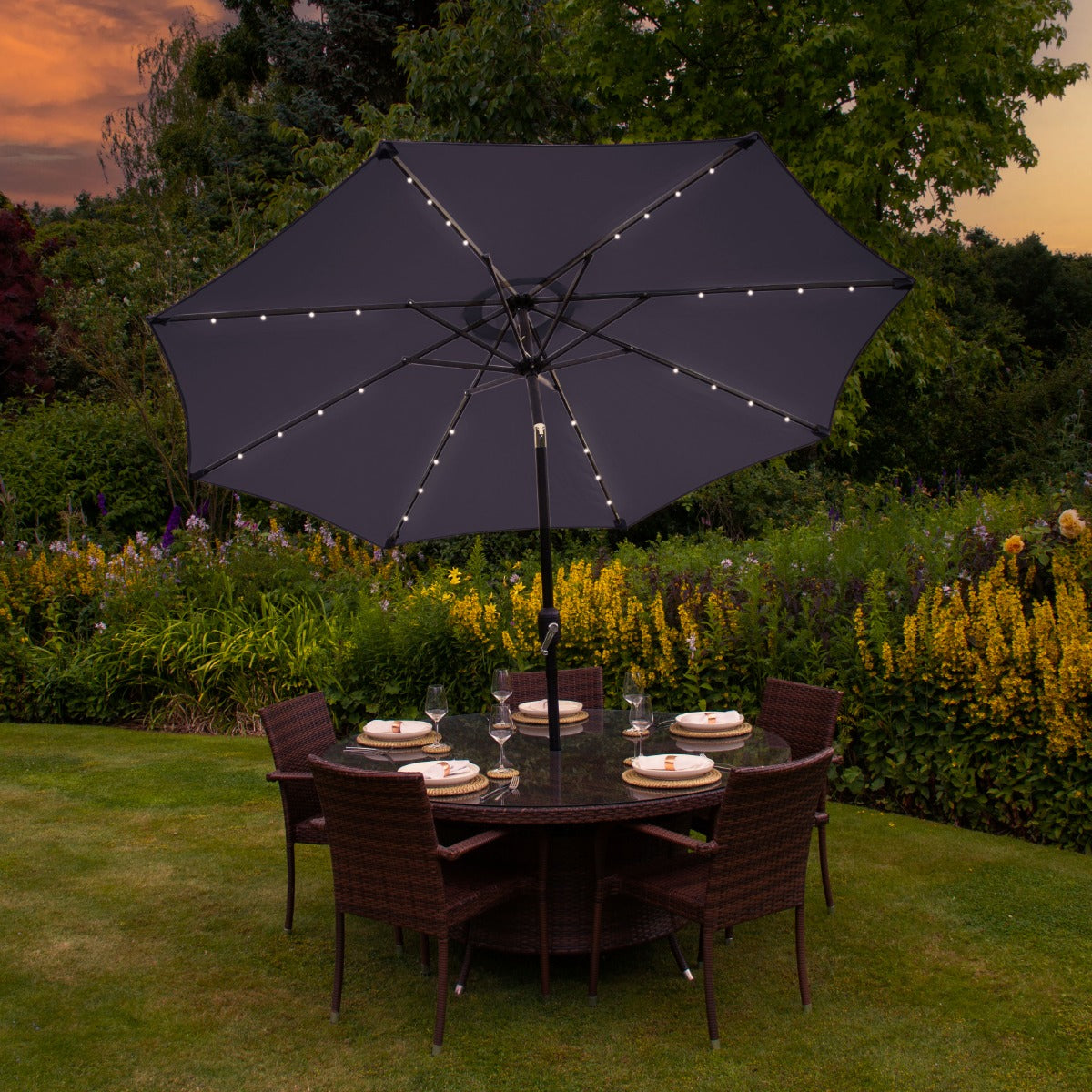 Parasol Gris 270 cm avec 32 LED's Intégrés