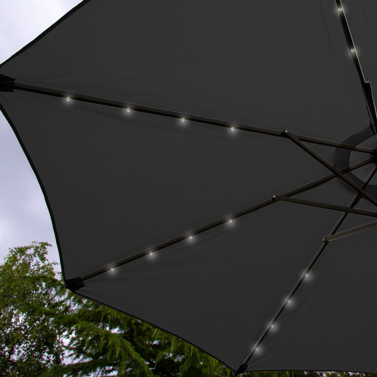 Parasol Gris 270 cm avec 32 LED's Intégrés