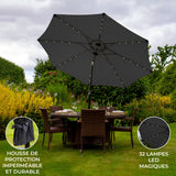 Parasol Gris 270 cm avec 32 LED's Intégrés