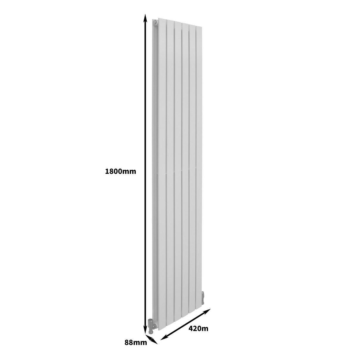 Radiateur Plat Blanc  Brillant 180 cm x 42 cm