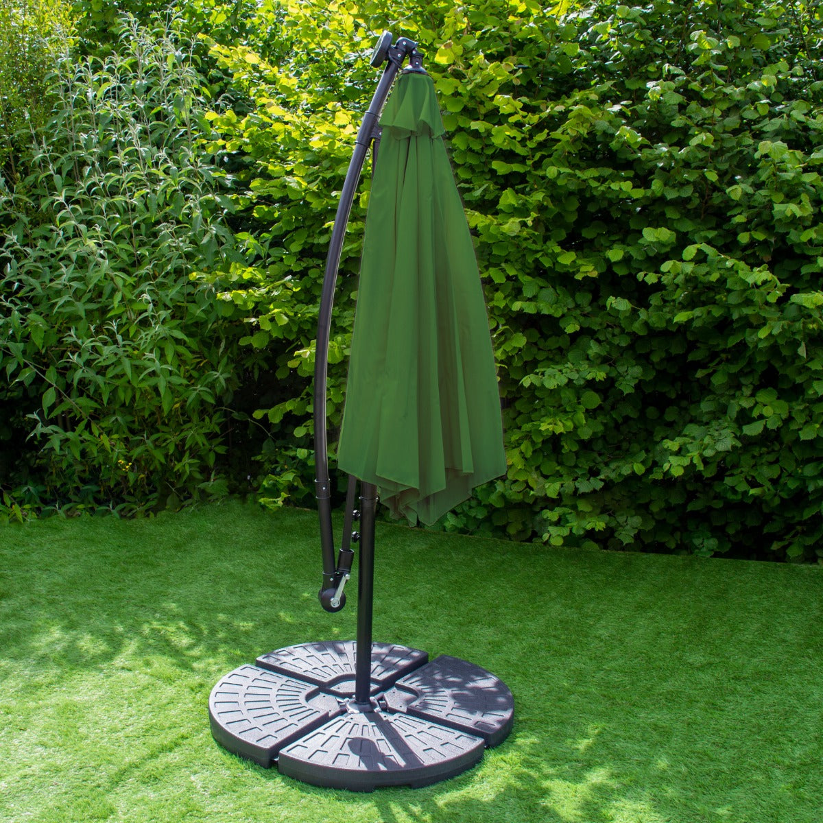 Parasol Vert  3m avec LED's Intégrés avec Base Ronde