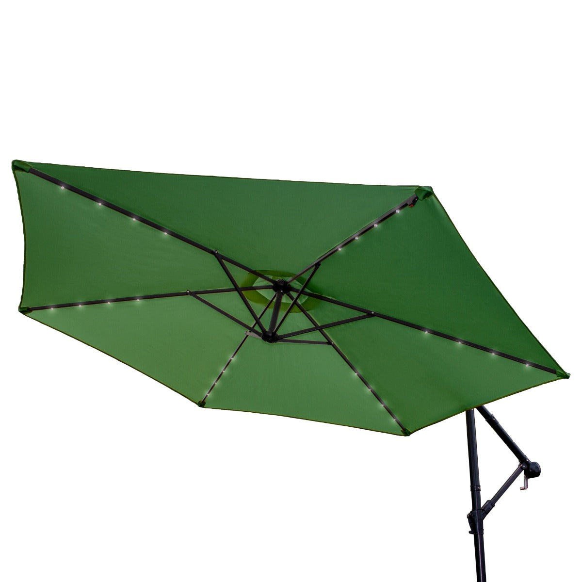 Parasol Vert  3m avec LED's Intégrés avec Base Ronde