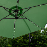 Parasol Vert  3m avec LED's Intégrés avec Base Ronde