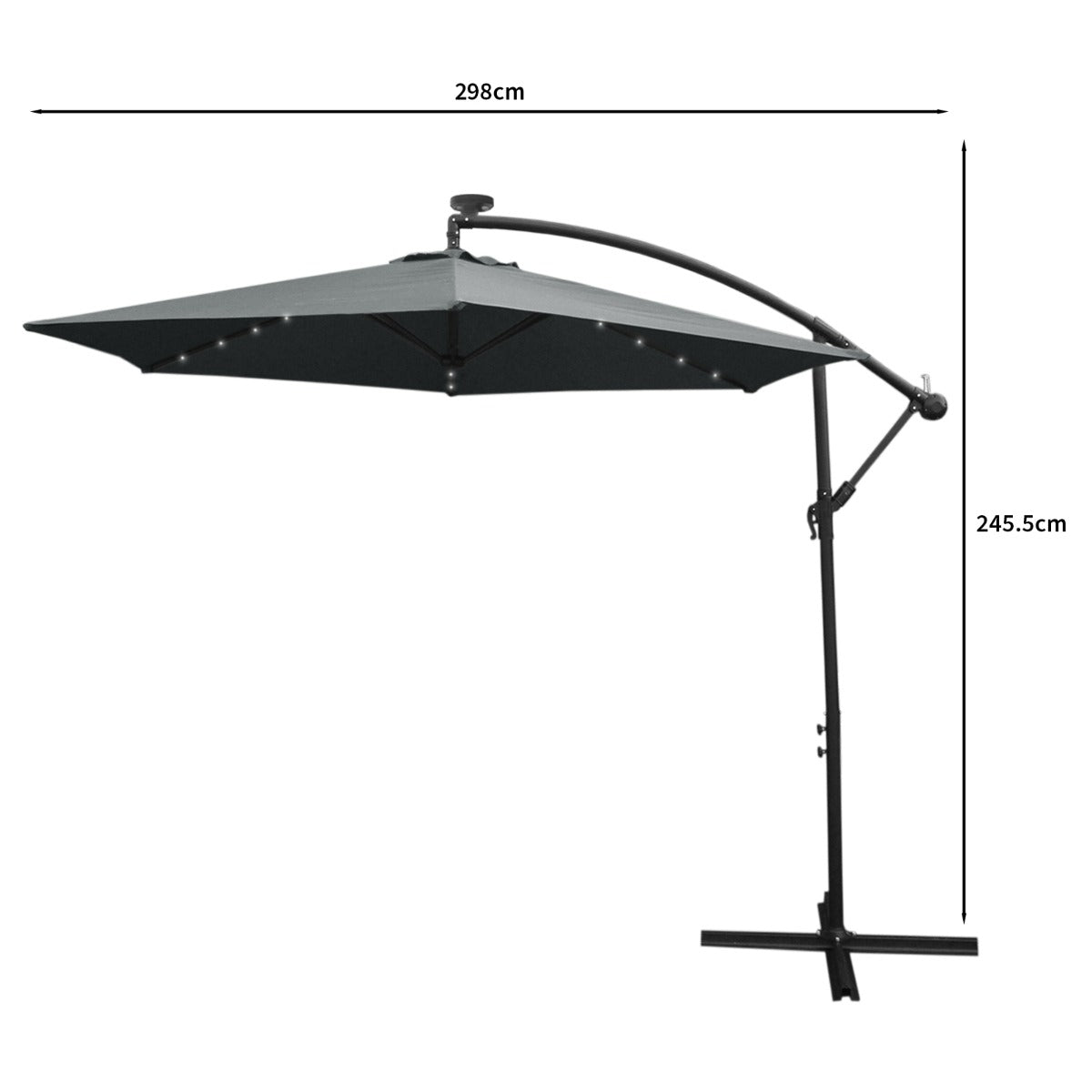 Parasol Gris 3m avec LED's Intégrés