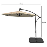 Parasol Beige 3m avec LED's Intégrés avec Base Carrée