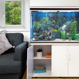 Aquarium Blanc avec Meuble de support Blanc assorti et Gravier Blanc