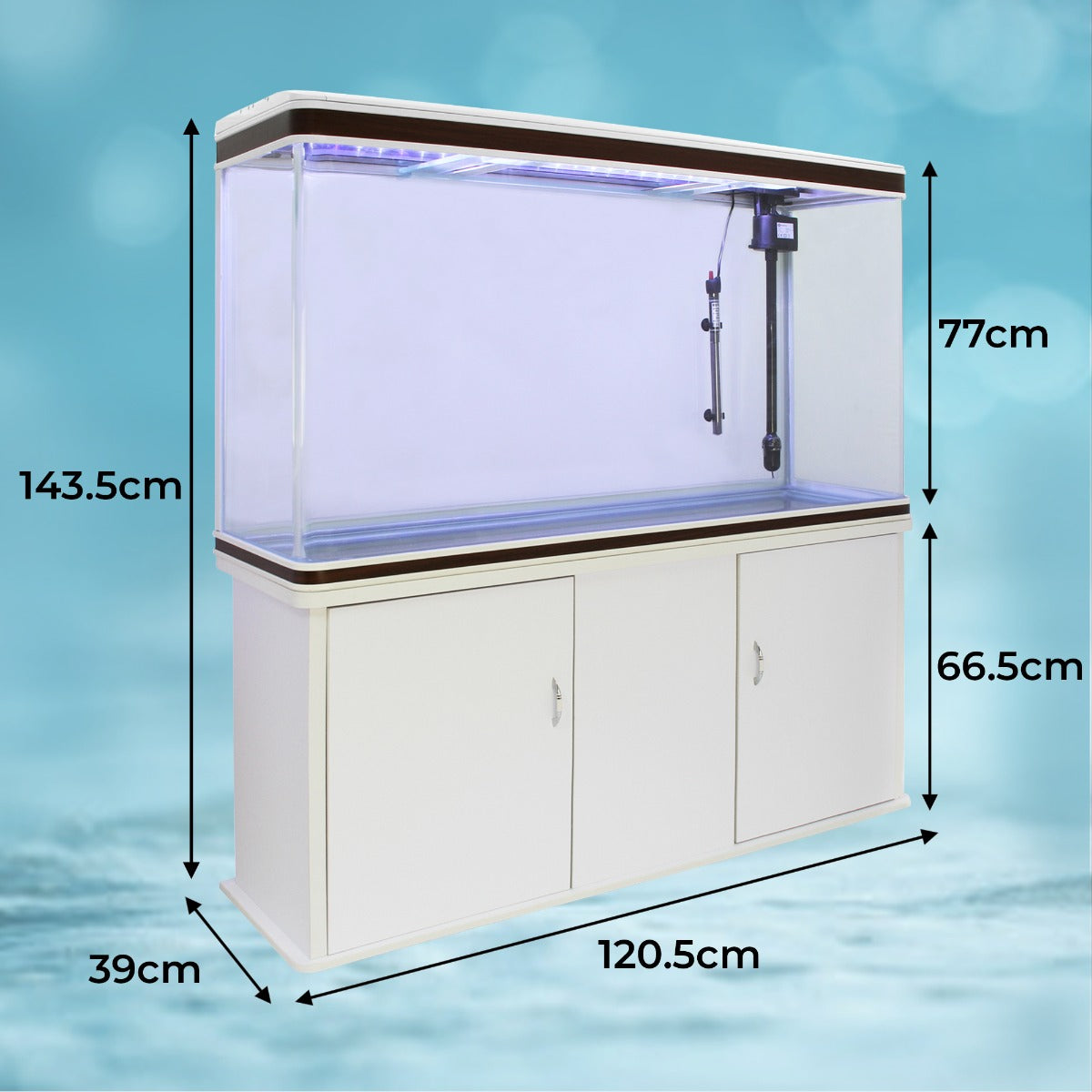 Aquarium Blanc avec Meuble de support Blanc assorti et Gravier Blanc