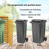 Cache Poubelle Triple en Bois