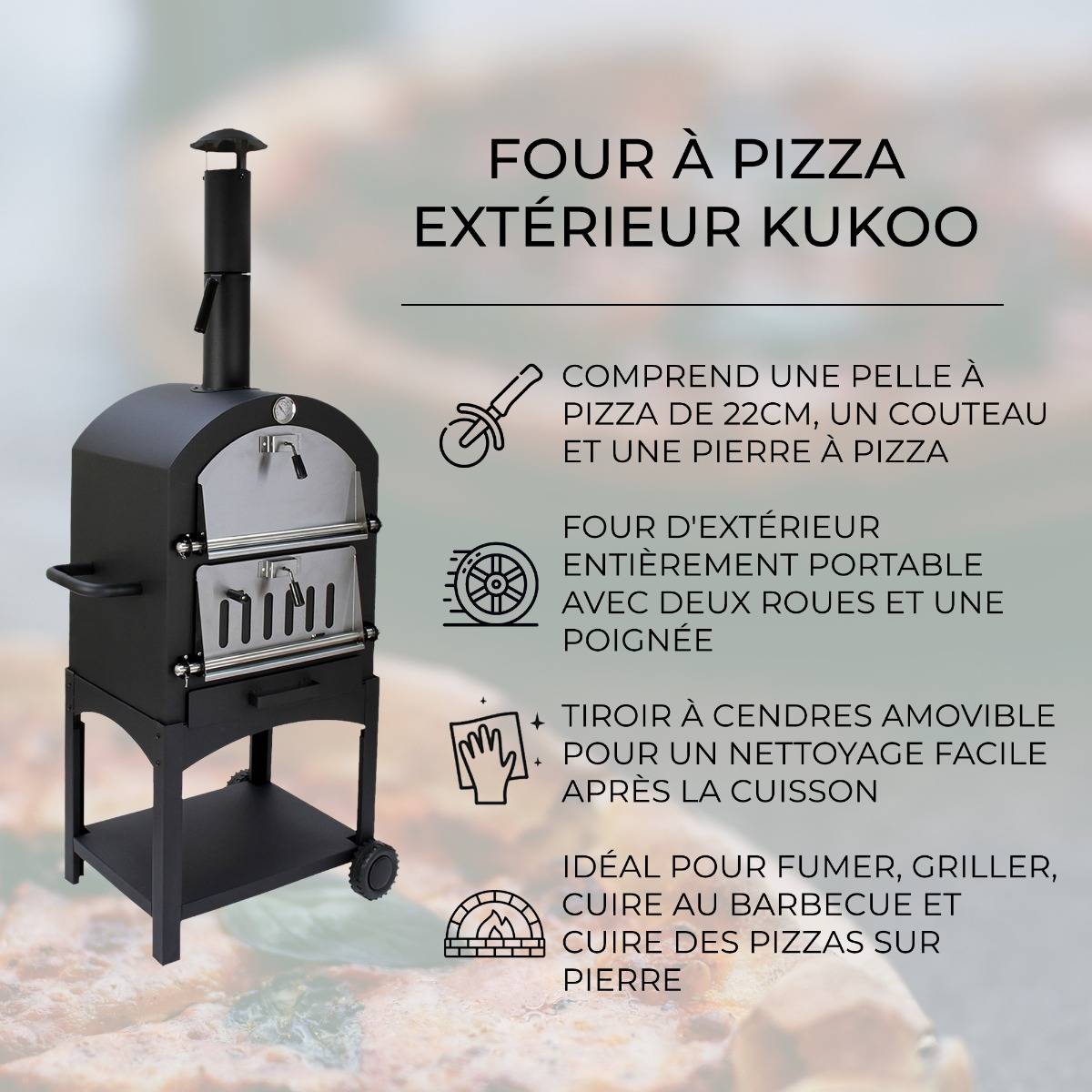 Four à Pizza d’Extérieur avec Housse Imperméable